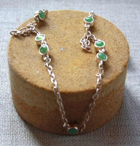 Sommer Romance Kette Worn-Silver, mit grünen Aventurinen